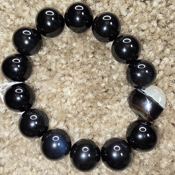 Rainbow Obsidian Bracelet With Heart - Picture 12 of 15